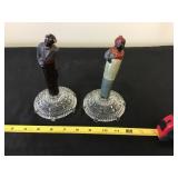 Black Americana Candles W/holders 6in