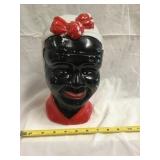 Black Americana Ceramic Cookie Jar W/wear, Small