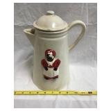 Ceramic Pitcher Black Americana 9in, Chip Repair