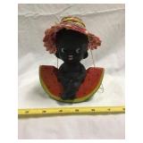 Kenmar Ceramic Boy On Watermelon Bank Black