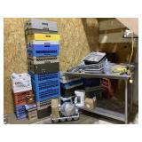 Crates, Coffee Pot, Dish Trays, Flatware