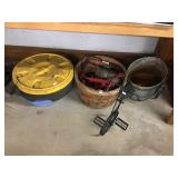 Metal Planter, Jumper Cables, Oil Pan