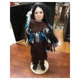 Porcelain Native American Doll  24in