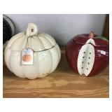 Slatkin Pumpkin And Apple Cookie Jar With Lid