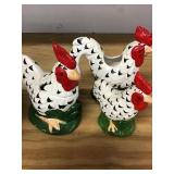 Ceramic Chickens, Cookie Jar Is Cracked , Creamer