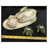 Ceramic Assortment, Frogs , Dishes Some Chips