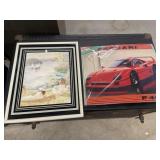 Framed Picture And Ferrari Picture