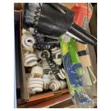 Light bulbs and books and assorted items