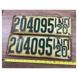 2 Indiana license plates 1920