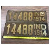 2 Indiana license plates 1914