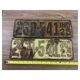 2 Indiana license plates 1925