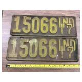 2 Indiana license plates 1917