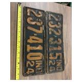 2 Indiana license plates 1924