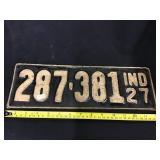 Indiana 1927 license plate