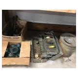 Tackle box, minnow bucket, jack, insulators