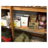 Pillows, baskets, glassware miscellaneous