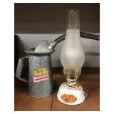 Lawson galvanized oil can, lamp