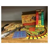 Boob tube, cartoon scope, games, music stand