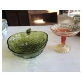 Amberina Dish And Green Dish