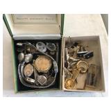 Cuff Links, Watch Parts, Tie Pins And Assortment