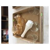 Carnival Glass, Vase And Glasses