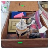 Beer Stein, Blue Tile, Canasta Cards, Thread,