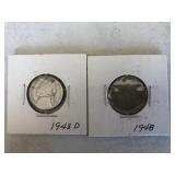 Jefferson Nickels 1948d & 1948