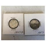 Jefferson Nickels 1957d & 1957