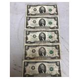 Jefferson $2 Bills - Qty 5