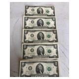 Jefferson $2 Bills - Qty. 5