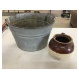 Galvanized Bucket, Crown No.2 Bean Crock