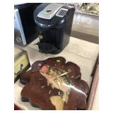 Keurig Machine And Wooden Fish Clock