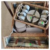 Vintage Picnic Basket And Contents