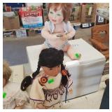 Porcelain Dolls, 1 Native American And 1 With