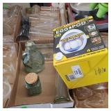 Microwave Egg Pod, Blue Glass And Drinking