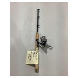 Fishing rod and reel missing part of rod