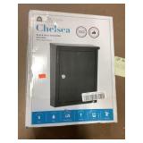 Black wall-mounted mailbox, no keys