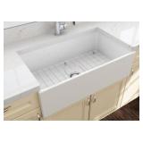 Apron front single bowl kitchen sink white 33