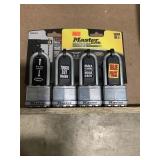 Master Lock 4 pack padlocks, no keys, includes