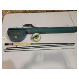 Hobbs Creek fly rod and reel with case, reel bent
