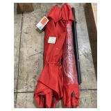 Two patio umbrellas one missing pool