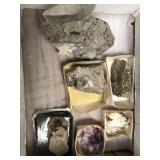 Specimen assortment:  calcite on matrix, pyrite,