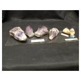 Amethyst and quartz specimens