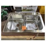 Dual mount double bowl kitchen sink 33 x 22 x 9