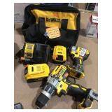 DeWalt tool kit with tool bag, 2 batteries and