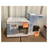 2 light fixtures, 1 missing right panel, 1