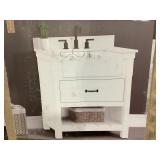 Allen and Roth 30 in. Vanity with top, crack on