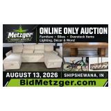 08.13.26 Metzger Online Only Auction-Furniture-Bikes-Overstock-Decor-Lighting