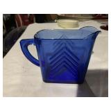 Covered Candy Dishes And Small Blue Pitcher