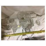 Pedestal Clear Glass Bowl & Salt Dips